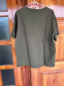 Zara Man Green Linen T-Shirt - Size M