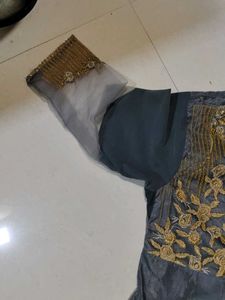 Elegant Embroidered Grey Anarkali