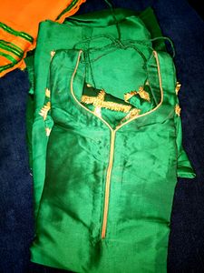 Pure Silk Bottle Green Gotta Patti Patiala Suit 💚