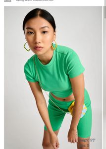 Green Ribbed Biker Set - Brand New