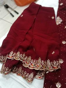 Elegant Maroon Dress Material (No Discount)