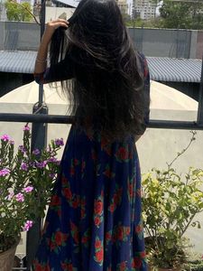 Floral Print Anarkali with Ruffle Detail