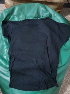 Womens Black Shiny Floral Tshirt Size38 Unused Go