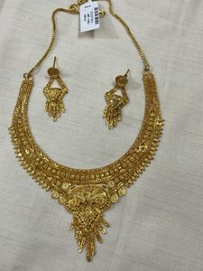Gold Polish necklace Set With Earrings