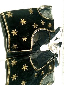 Embroidered Velvet Blouse