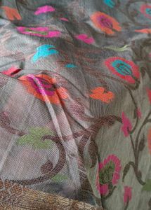 Olive Weaved Cotton Saree