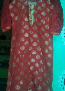 Elegant Red &amp; Gold Kurta