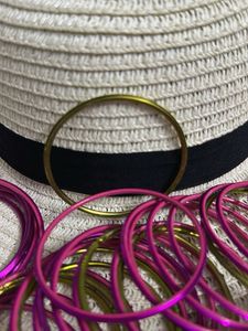Colorful Bangle Set 24pcs pink 9 pcs gold