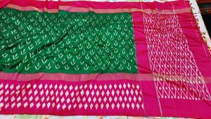 Green & Pink Ikat Saree