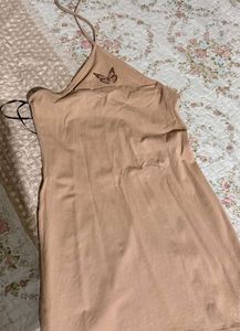 H&amp;M Tan Halter Mini Dress