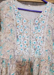 Full Chanderi Silk Kurti With Lining Suit