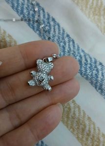 Teddy Bear Necklace with Rhinestones