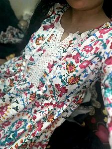 Floral Print Short Dress Kurti