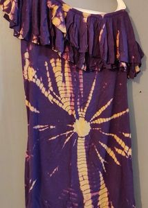 Purple Tie-Dye One Shoulder Dress