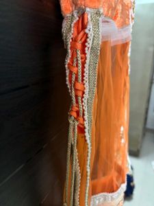 Embroidered Orange Ethnic Dress
