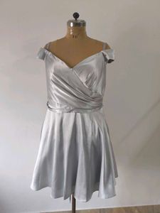 Silver Off-Shoulder Party Dress