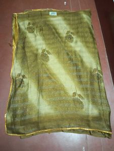 Elegant Olive Green Floral Saree