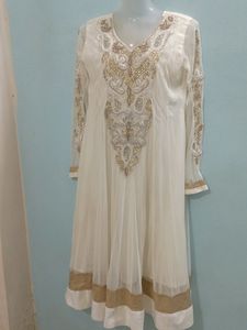 Elegant White & Gold Anarkali
