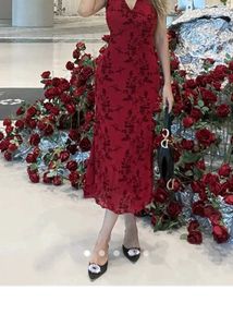 Burgundy Floral Midi Slip Dress