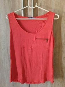 Coral Sleeveless Tank with Zipper Pocket