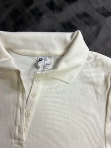H&amp;M Ribbed Collar Crop Top