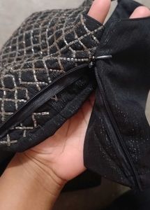 Black &amp; Silver Embellished Crop Top
