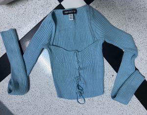 Cyan Blue Beautiful Bodyfit Crop Top