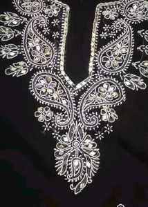 Hand emboidered lucknowi chikankari gala booti mir