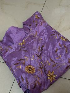 Purple Embroidered Dress Material