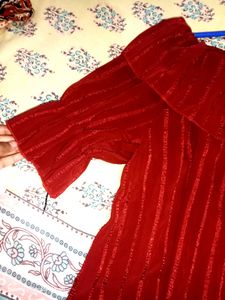 Korean Off Shoulder Maroon Top
