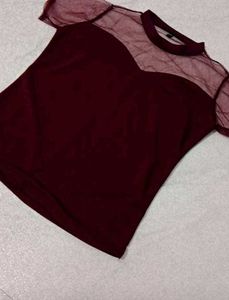 Burgundy Sheer Top ...With Heart Net Shape 🎀
