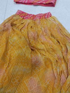 Lehenga Mustard Yellow N Top Orange 2/3 Years Girl