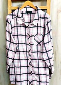Pink Plaid Button-Up Shirt Size-46