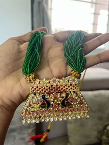 Peacock Pendant Green Beaded Necklace