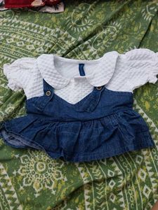 Cute Denim Dress with White Top