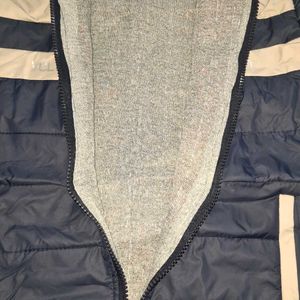 Men&#39;s Jacket With Zipper Hoodie, Blue &amp; Grey