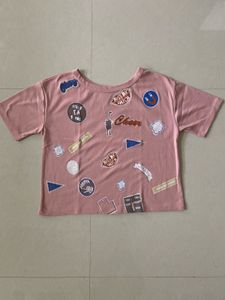 SSS Cute Patchwork Pink Tee