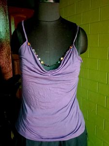 United Colors Of Benetton Purple Beaded Cami Top