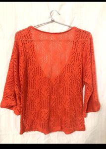 Orange Pullover Knitted Top