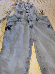 Embroidered Denim Overalls