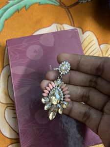 Peach Crystal Fashionable Danglers