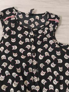 Cute Cat Print Romper
