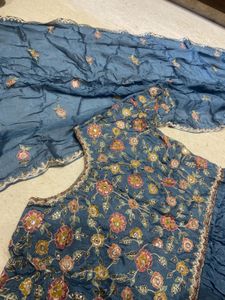 blue gown with dupatta