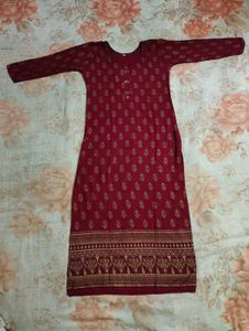 Maroon & Gold Print Kurti ♥️⚡