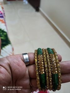 New Bangles Set In Glod & Green Colour