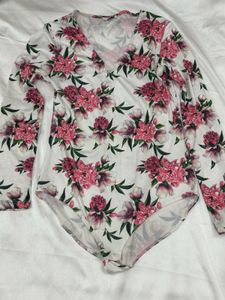 White Floral Bodysuit