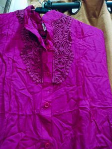 Magenta Embroidered Top