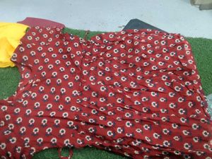 Floral Print Maroon Dress