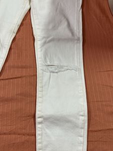 White Denim Ripped Jeans