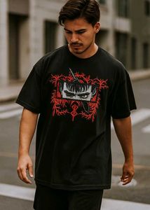 Blood Oath Black Oversized Embroidery T-shirt